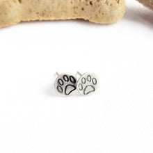 Load image into Gallery viewer, Sterling silver paw print stud earrings
