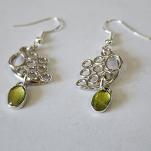 Load image into Gallery viewer, Sterling silver bubble earrings with peridot drops
