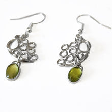 Load image into Gallery viewer, Sterling silver bubble earrings with peridot drops
