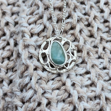 Load image into Gallery viewer, Sterling Silver and aquamarine necklace signature bubbles and lace collection
