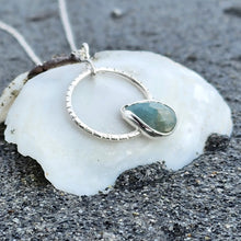 Load image into Gallery viewer, Sterling silver and aquamarine angled drop necklace
