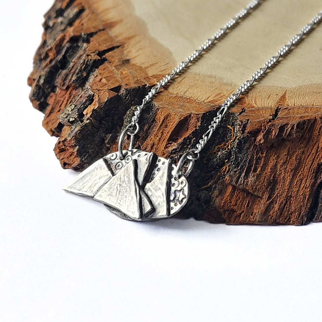 Sterling silver mountain-scape necklace