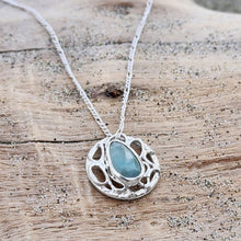 Load image into Gallery viewer, Sterling Silver and aquamarine necklace signature bubbles and lace collection
