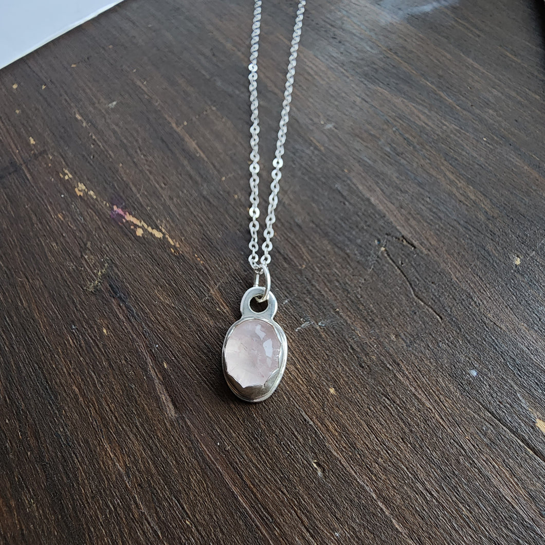 Rose Quartz Sterling Silver Necklace