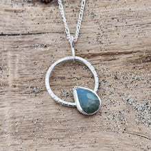 Load image into Gallery viewer, Sterling silver and aquamarine angled drop necklace
