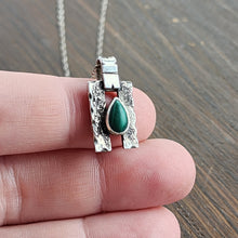 Load image into Gallery viewer, Sterling silver and malachite drop necklace
