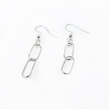 Load image into Gallery viewer, Minimalist paper clip sterling silver dangle earrings
