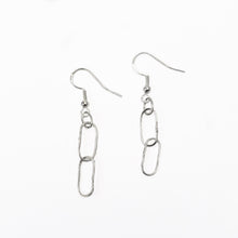 Load image into Gallery viewer, Minimalist paper clip sterling silver dangle earrings
